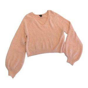 Rue 21 Pink Bell Sleeve Fuzzy Sweater, size L